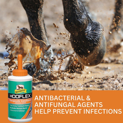 Hooflex Therapeutic Conditioner for horses hoofs. Antibacterial & antifungal agents help prevent infections.