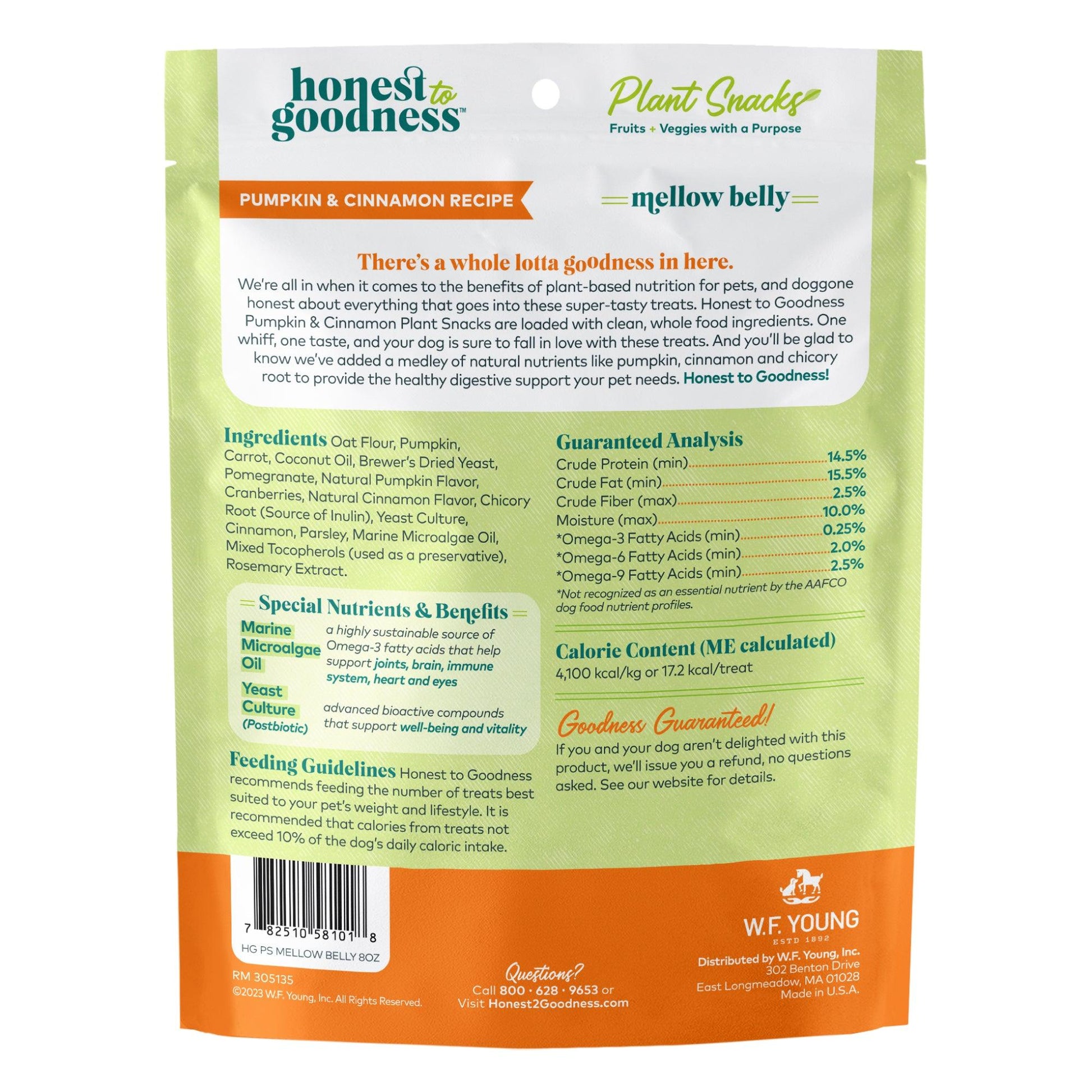 Honest to Goodness Mellow Belly back of bag showing ingredients.
