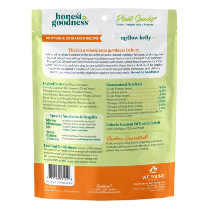 Honest to Goodness Mellow Belly back of bag showing ingredients.