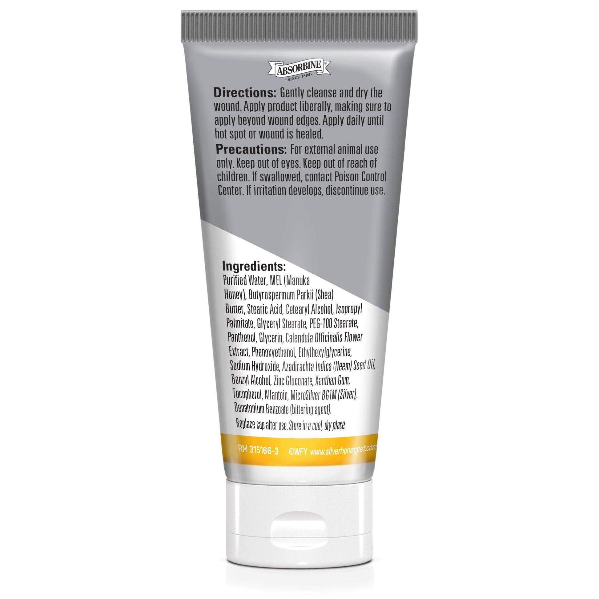  Hot Spot & Wound Care Extra Strength Antimicrobial Ointment back label.